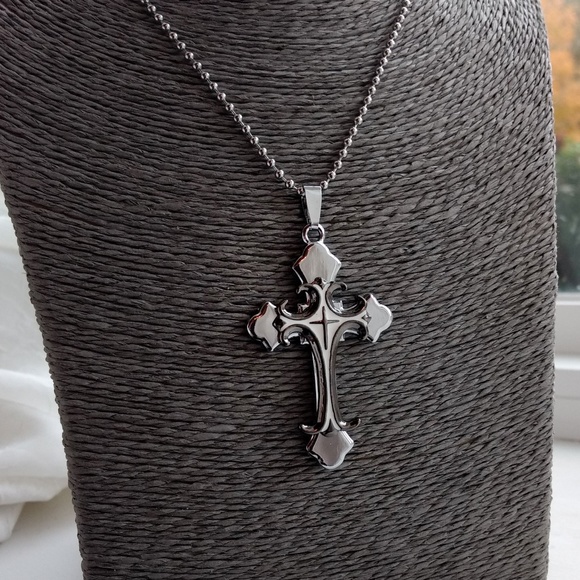 Other - Cross Large Necklace Catholic Christian Faith NEW